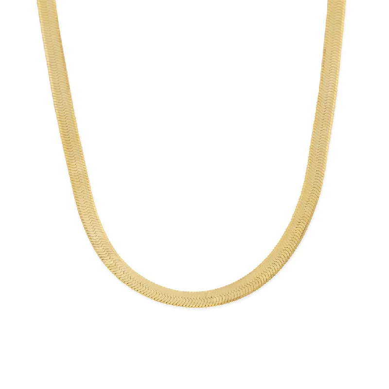 Women’s rose gold necklace-Gold Flat Snake Chain