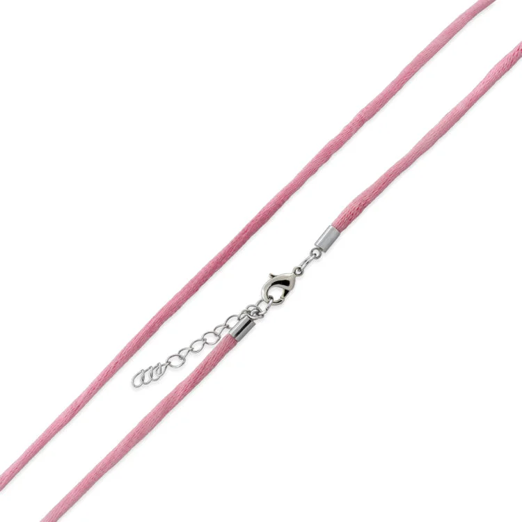 Women’s heart-shaped necklace-3.0mm 24" Pink Silk Cord w/ Adjustable Clasp