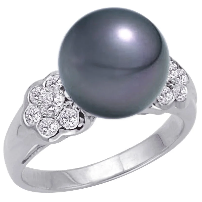 Women’s vintage-inspired engagement ring-Pearl and Diamond Ring