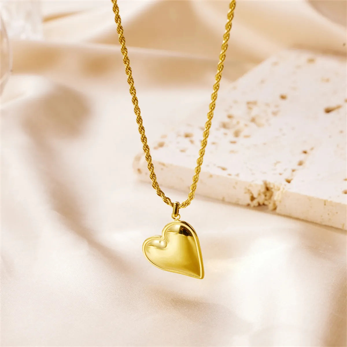 Women’s personalized necklace-Princess Heart Shape Stainless Steel Beaded Pendant Necklace