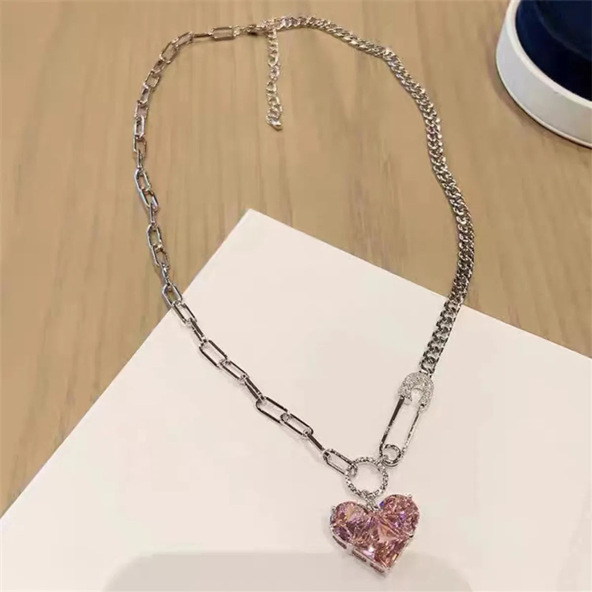 Women’s butterfly necklace-Fashion Heart Shape Copper Plating Inlay Artificial Gemstones Pendant Necklace 1 Piece