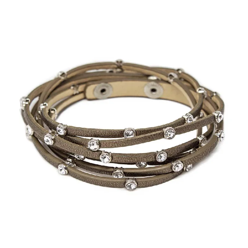 Women’s glowing bracelet-Multi Row Wrap Bracelet with Cubic Zirconia Grey