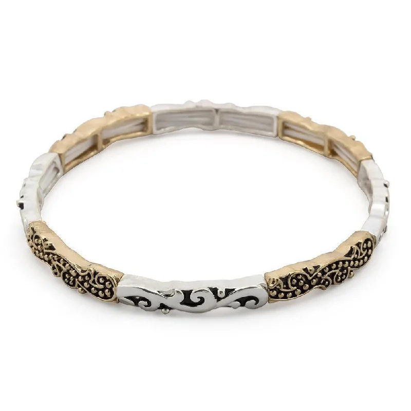 Women’s diamond bracelet-Small Stretch Bracelet Two Designs Two Tone