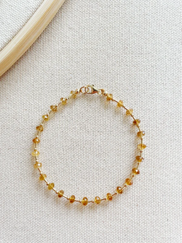 Women’s gold charm bracelet-Luli Bracelet with Citrine