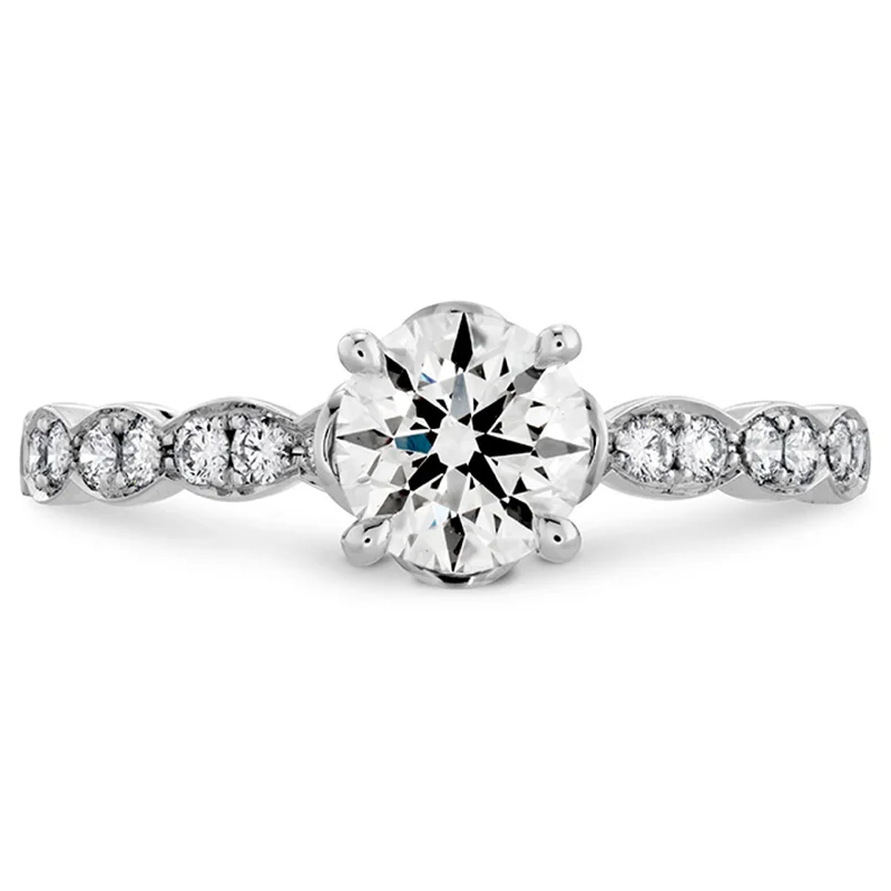 Women’s heirloom engagement ring-Lorelei Floral Engagement Ring with Diamond Band