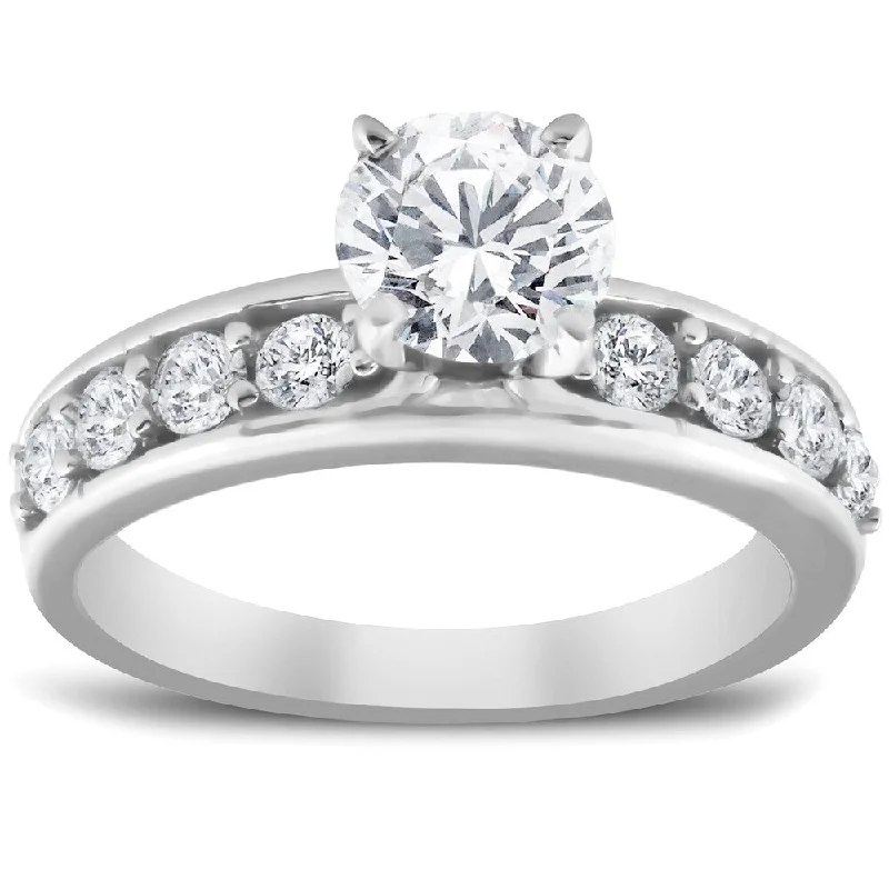 Women’s diamond and sapphire engagement ring-Pompeii3 14k White Gold 2 Ct TDW Diamond Engagement Ring Clarity Enhanced