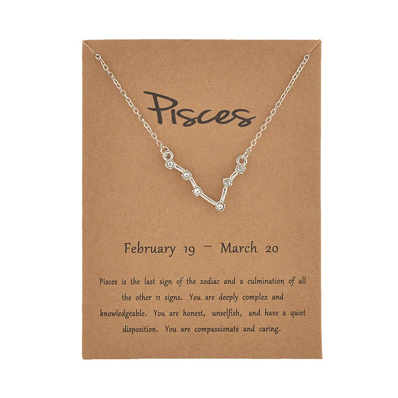 Pisces Gold Card Silver Necklace