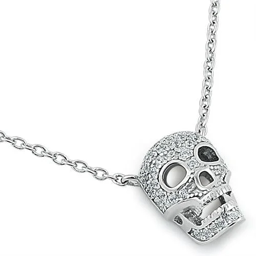 Women’s vintage necklace-Sterling Silver Skull CZ Necklace