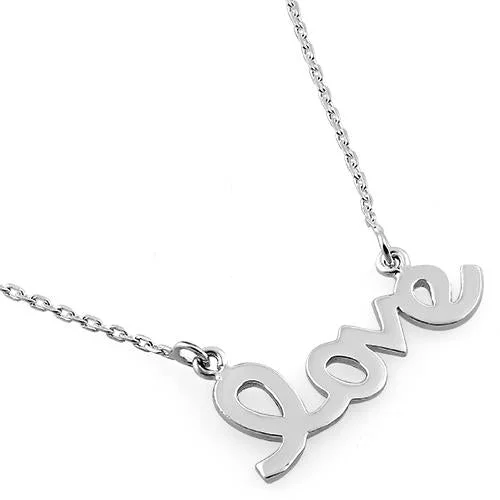 Women’s personalized diamond necklace-Sterling Silver Love Necklace