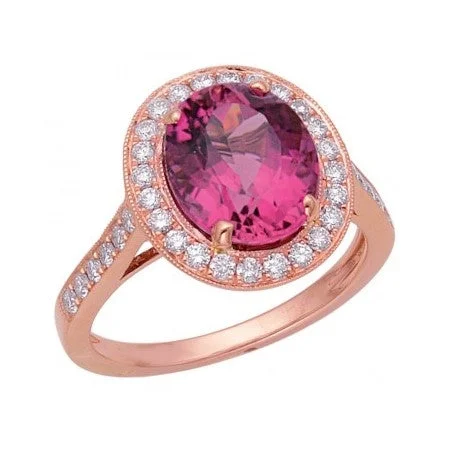 Women’s affordable engagement ring-Pink Tourmaline and Diamond Ring