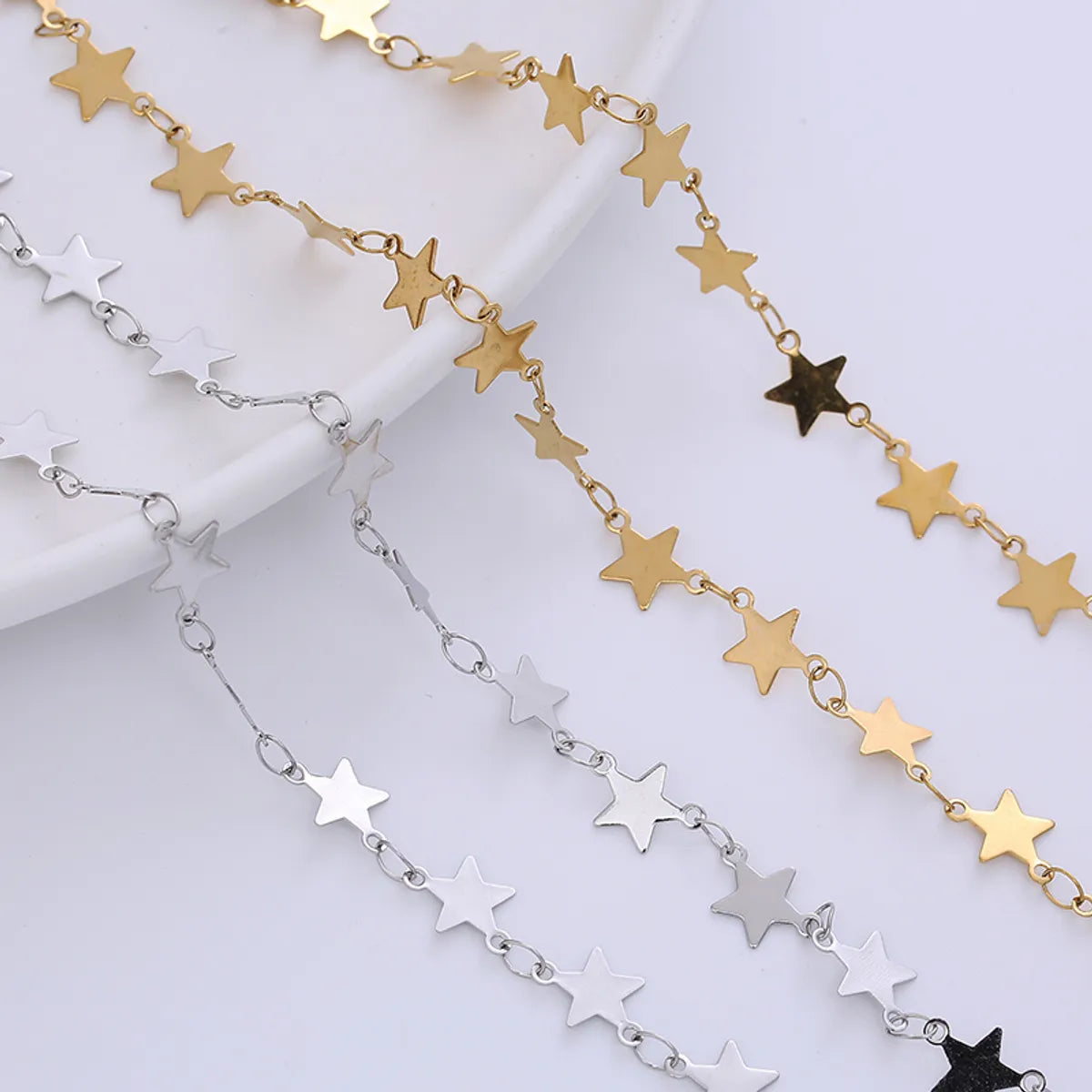 Women’s colorful pendant necklace-Simple Style Star Stainless Steel Plating Chain Choker