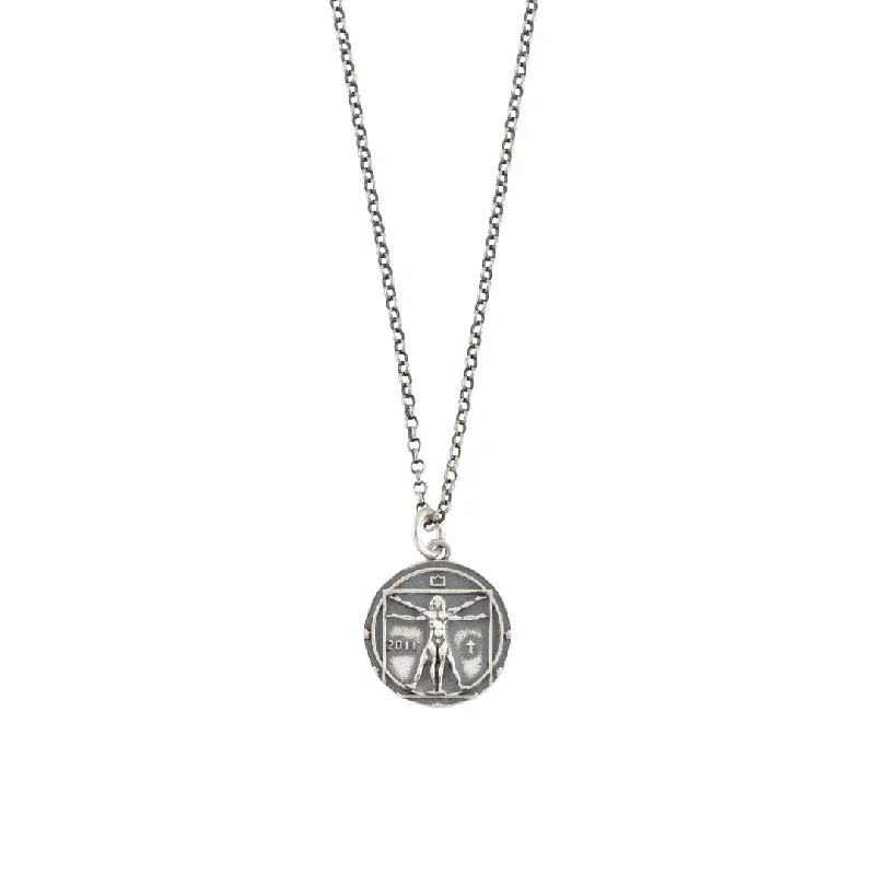 Women’s crystal necklace-Silver Vitruvian Man Necklace