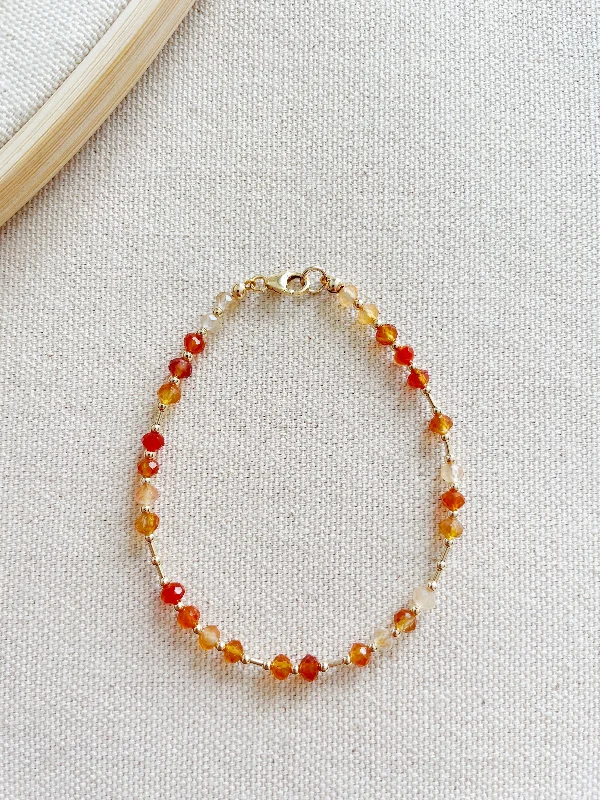 Women’s polished silver bracelet-Luli Bracelet with Carnelian