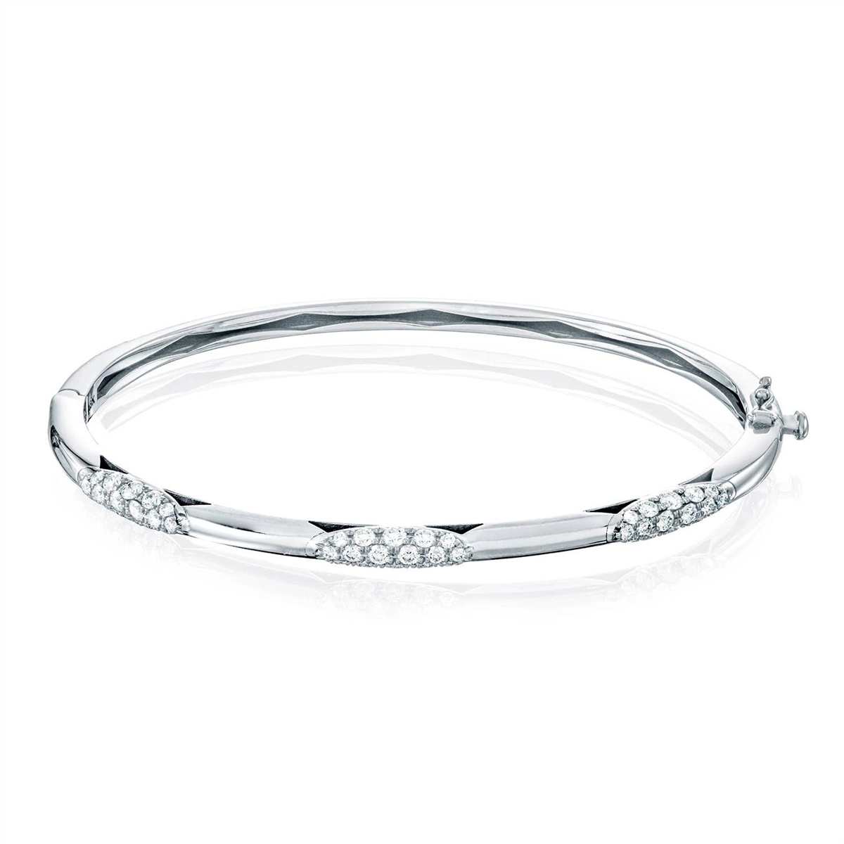 Women’s polished silver bracelet-Tacori 18K White Gold Diamond Crescent Bangle Bracelet