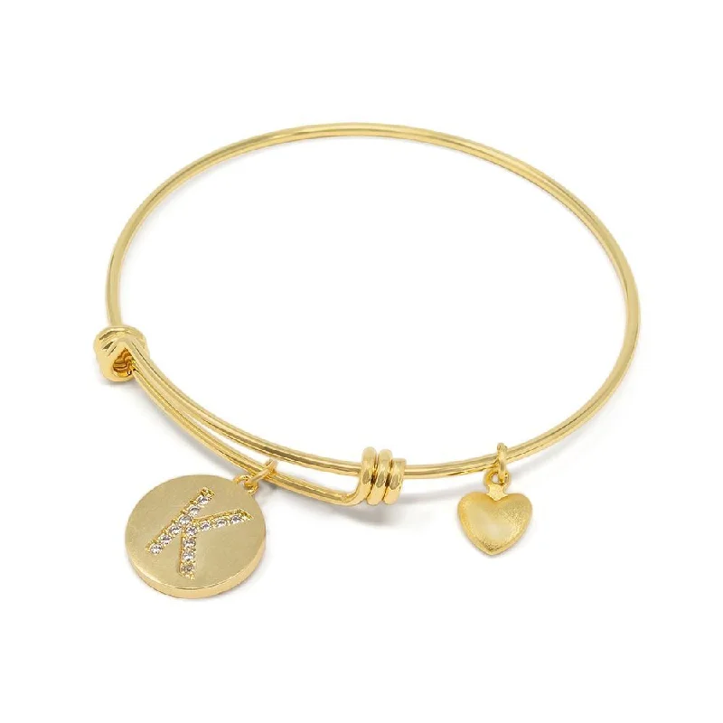 Women’s matching couple bracelet-Handmade 20kt Gold Plated Crystal Initial Bracelet K