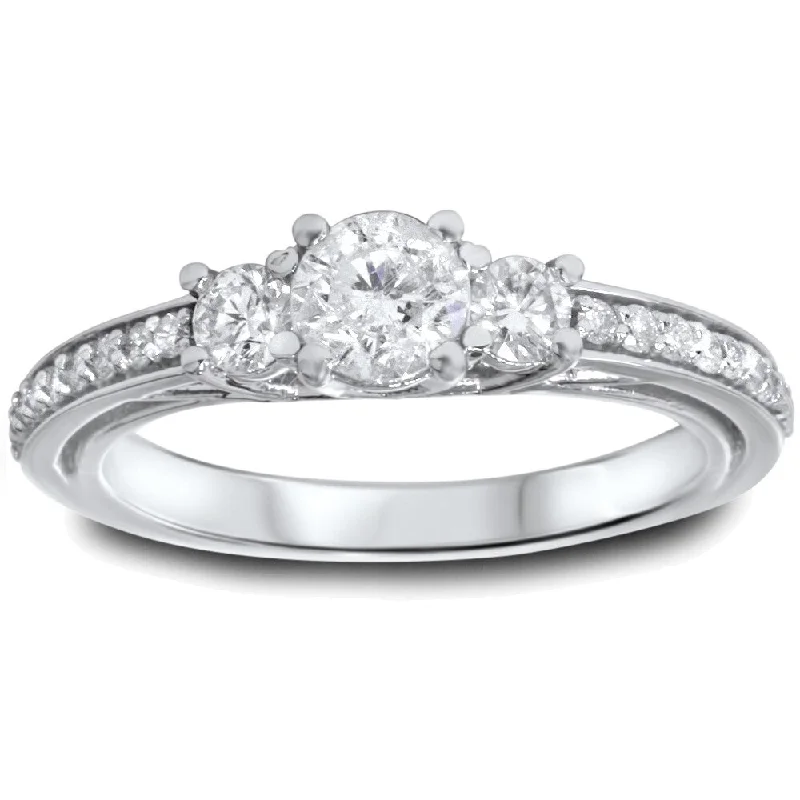 Women’s affordable solitaire diamond engagement ring-14k White Gold 1 1/4ct TDW Diamond 3-stone Engagement Ring