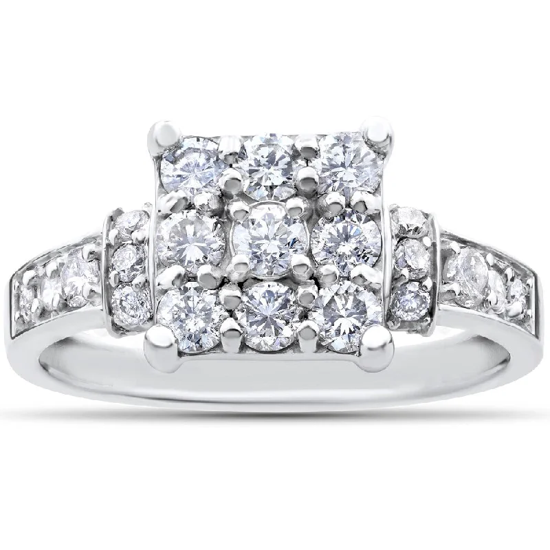 Women’s elegant engagement ring-10k White Gold 1ct TDW Diamond Engagement Ring