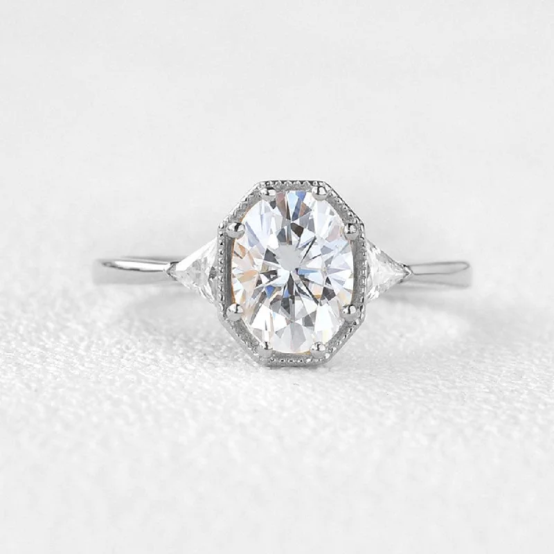 Women’s minimalist rings-1.5ct Geometric Moissanite Three-stone Vintage Ring