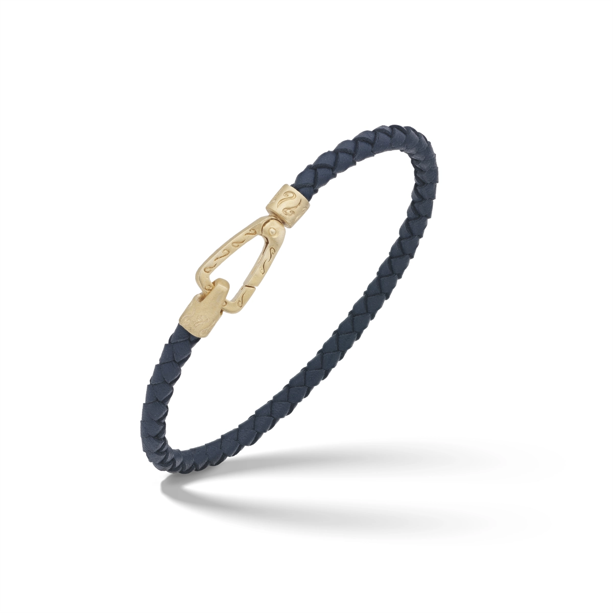 Women’s vintage-inspired bracelet-Marco Dal Maso Lash 18K Yellow Gold Plated and Blue Woven Leather Bracelet