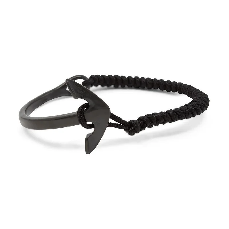 Women’s bangle bracelet-Stainless Steel Anchor Cord Bracelet Black