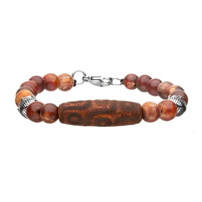 Women’s tennis bracelet-Stainless Steel Men's Bracelet with Tibetan Bead and Buddha Ornaments