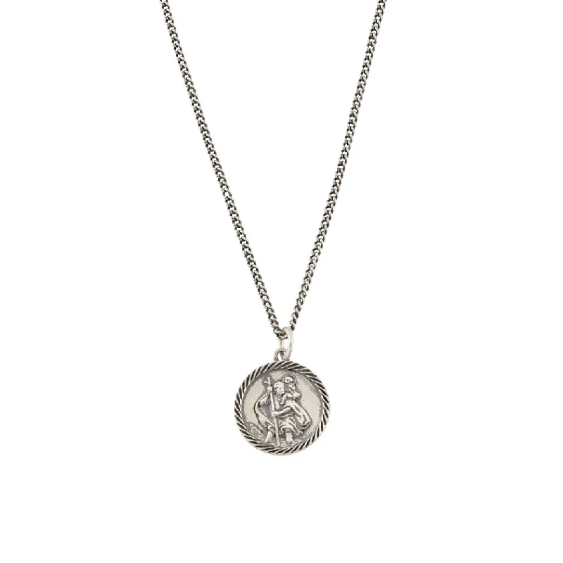 Women’s designer necklace-Silver St Christopher Necklace