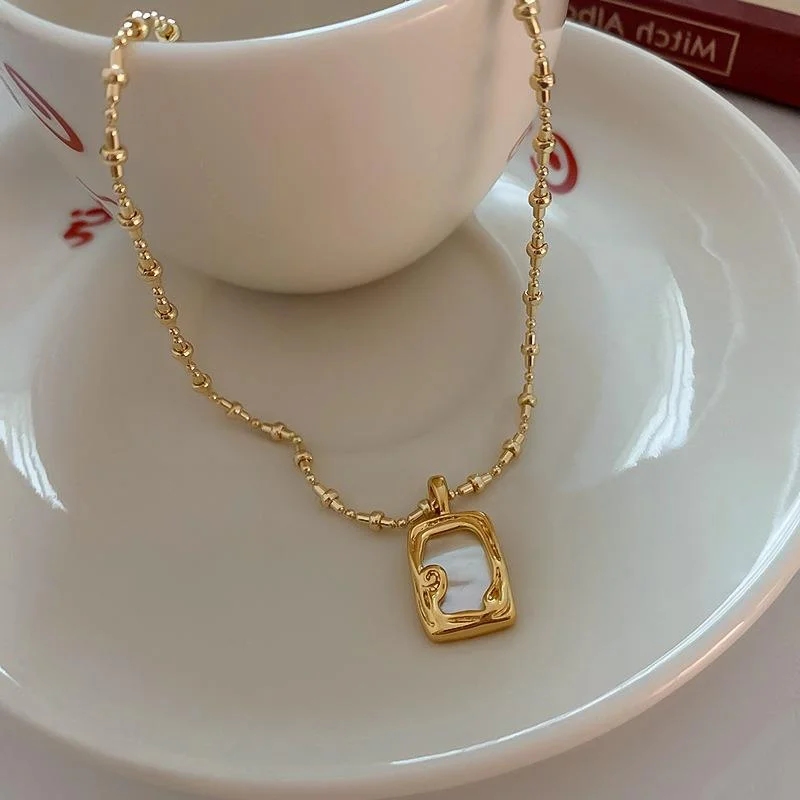 57# Necklace-Gold (Real Gold Plating Square)