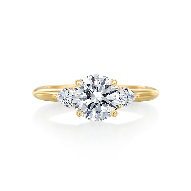 Women’s elegant engagement ring-Lincoln Park 3 Stone Pear Sides Wedding Ring