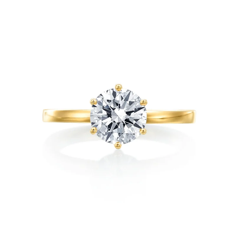 Women’s custom gold engagement ring-River North 6 Prong Round Solitaire Wedding Ring