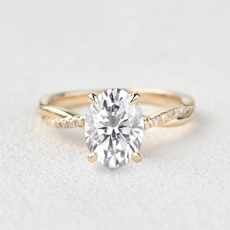 Women’s cocktail rings-1.5ct Oval Moissanite Infinity Solitaire Ring