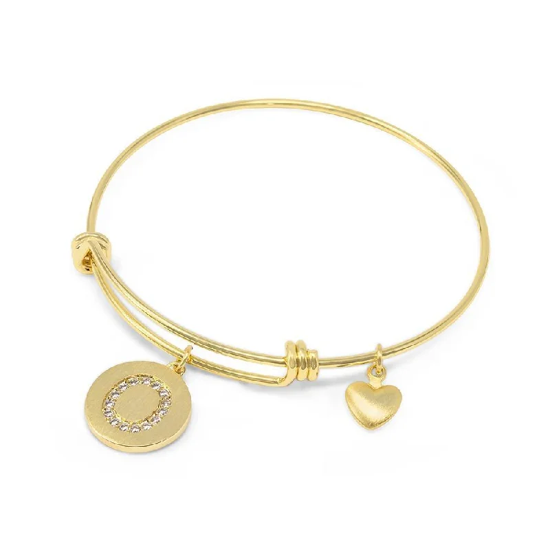 Women’s men’s style bracelet-Handmade 20kt Gold Plated Crystal Initial Bracelet O