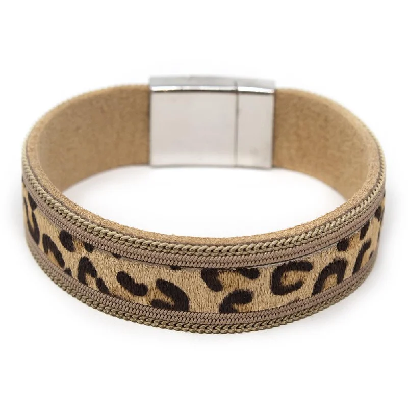 Women’s rope bracelet-Ivory Animal Print Leather Bracelet