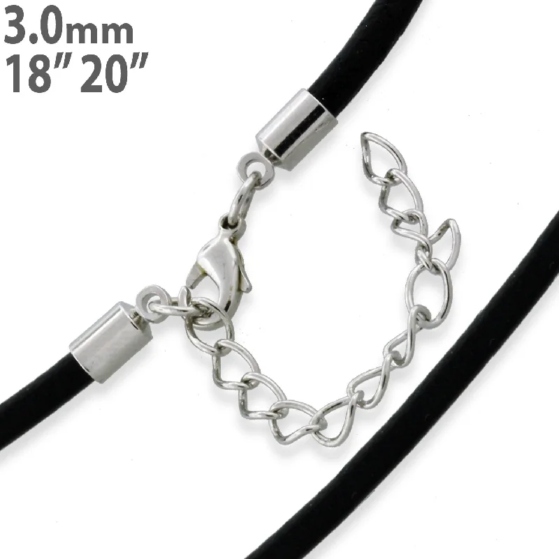 Women’s gold necklace-3.0mm Black Leather Cord w/ Adjustable Clasp