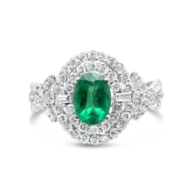 Women’s oval diamond engagement ring-Emerald - Gold Diamond Round Engagement Ring | 18K | 0.30 CTW