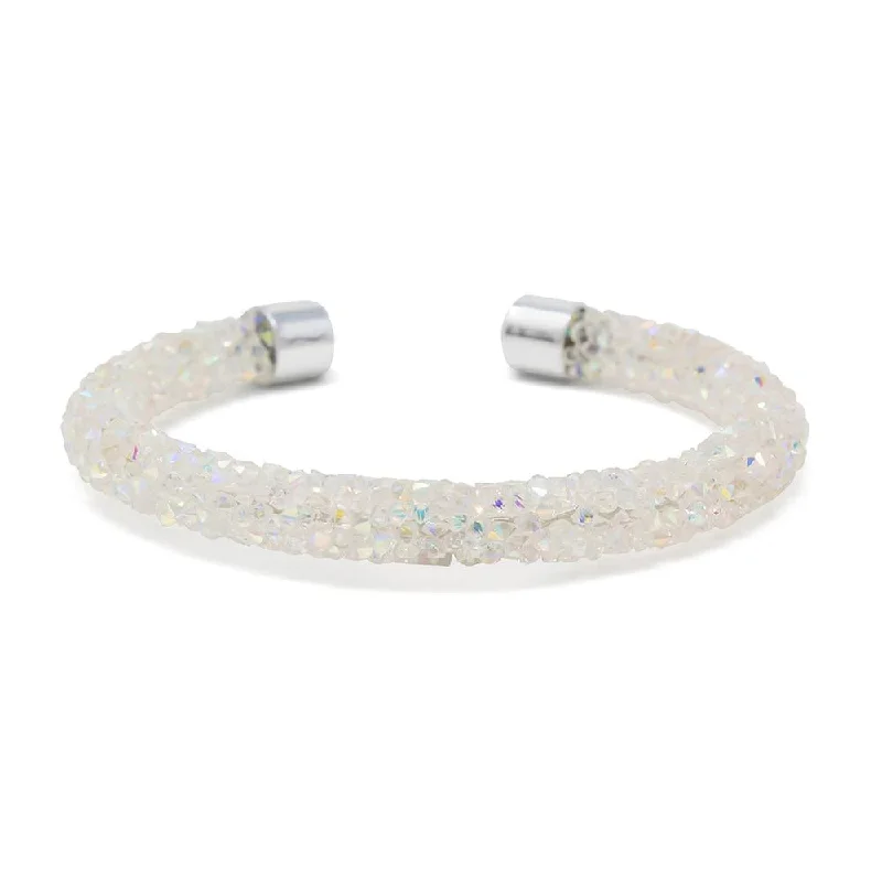 Women’s crystal bracelet-Stainless Steel Wrapped Crystals Bracelet White