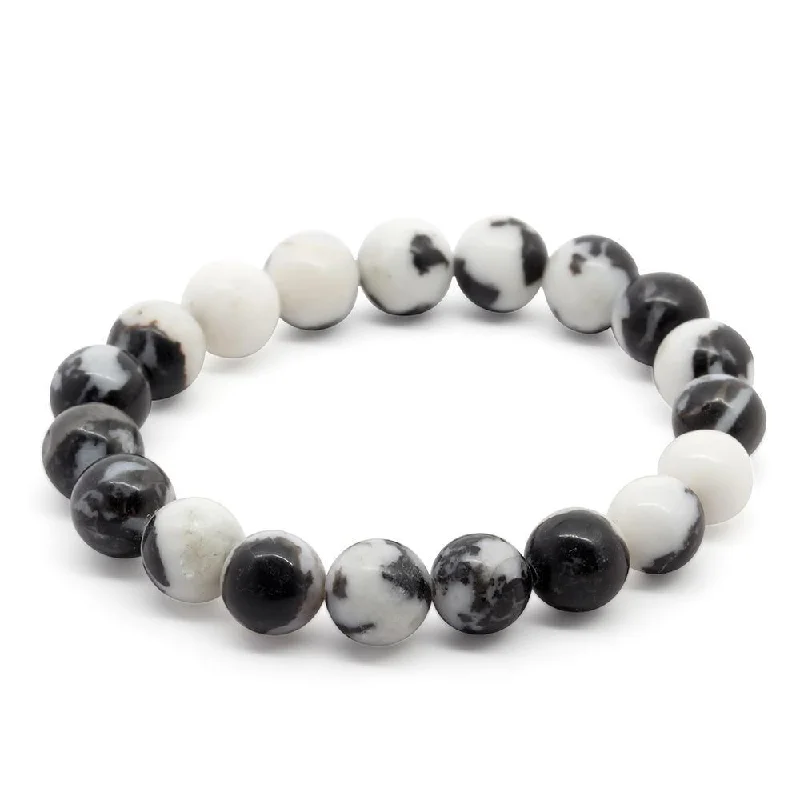 Women’s bar bracelet-Semi Precious Stone Stretch Bracelet White Zebra