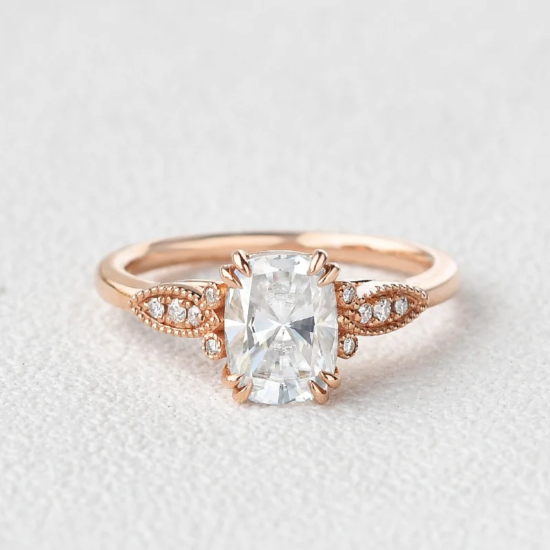 Women’s vintage gemstone rings-Moissanite Vintage Inspired Rose Gold Ring