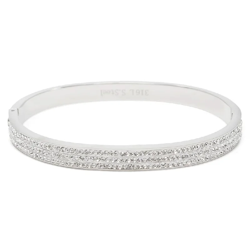 Women’s diamond bracelet-Stainless Steel Crystal Pave Band Bracelet