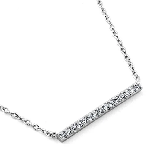 Women’s rainbow necklace-Sterling Silver Bar CZ Necklace