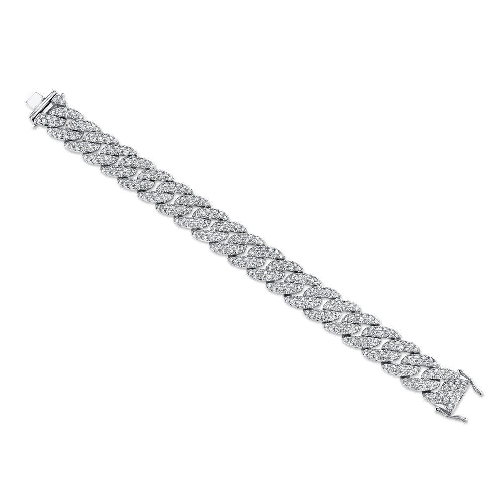 Women’s chain bracelet-14K White Gold Diamond Pave Cuban Link Bracelet