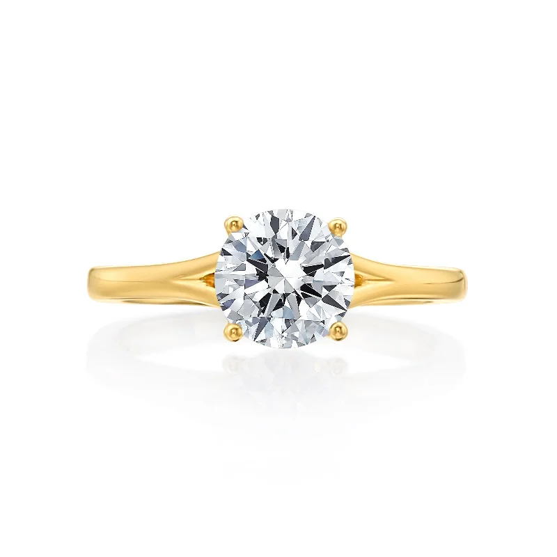 Women’s classic gold engagement ring-River North Round Solitaire Split Shank Wedding Ring