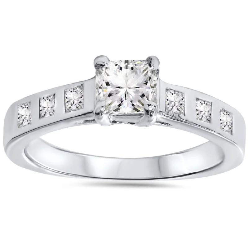 Women’s luxury platinum engagement ring-14k White Gold 1ct TDW Diamond Princess-cut Engagement Ring