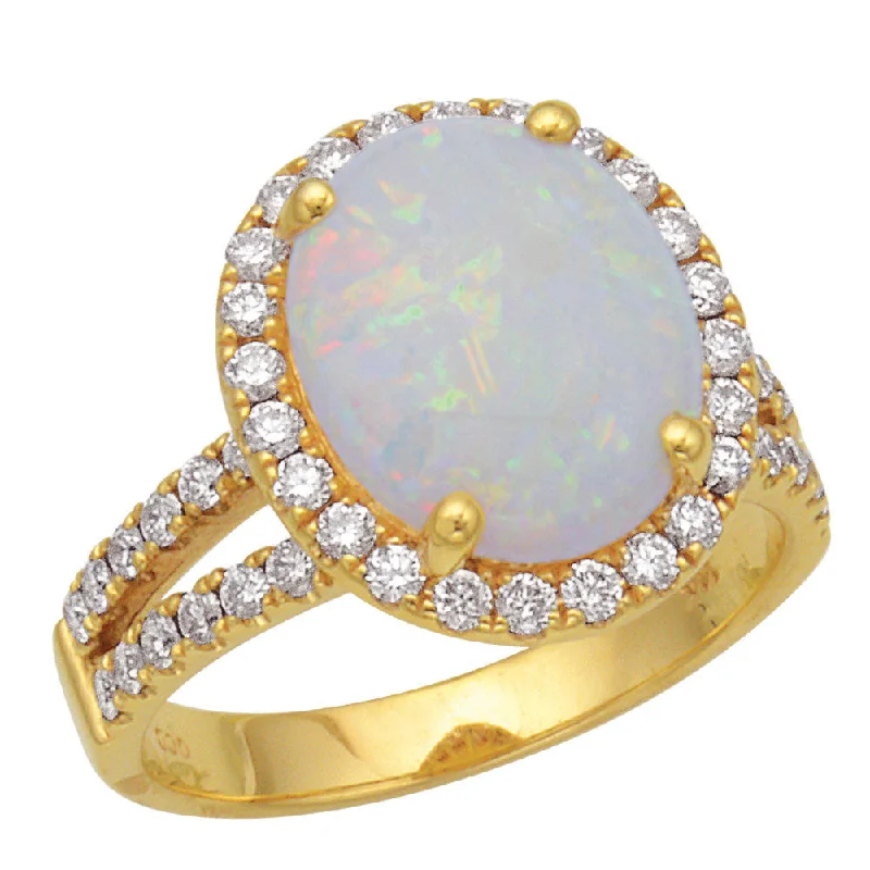 Women’s rose gold diamond engagement ring-Opal and Diamond Ring