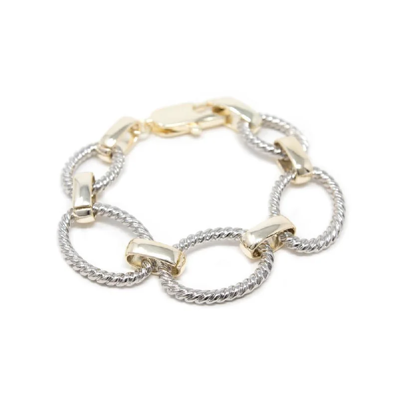 Women’s casual bracelet-Two Tone Cable Link Bracelet