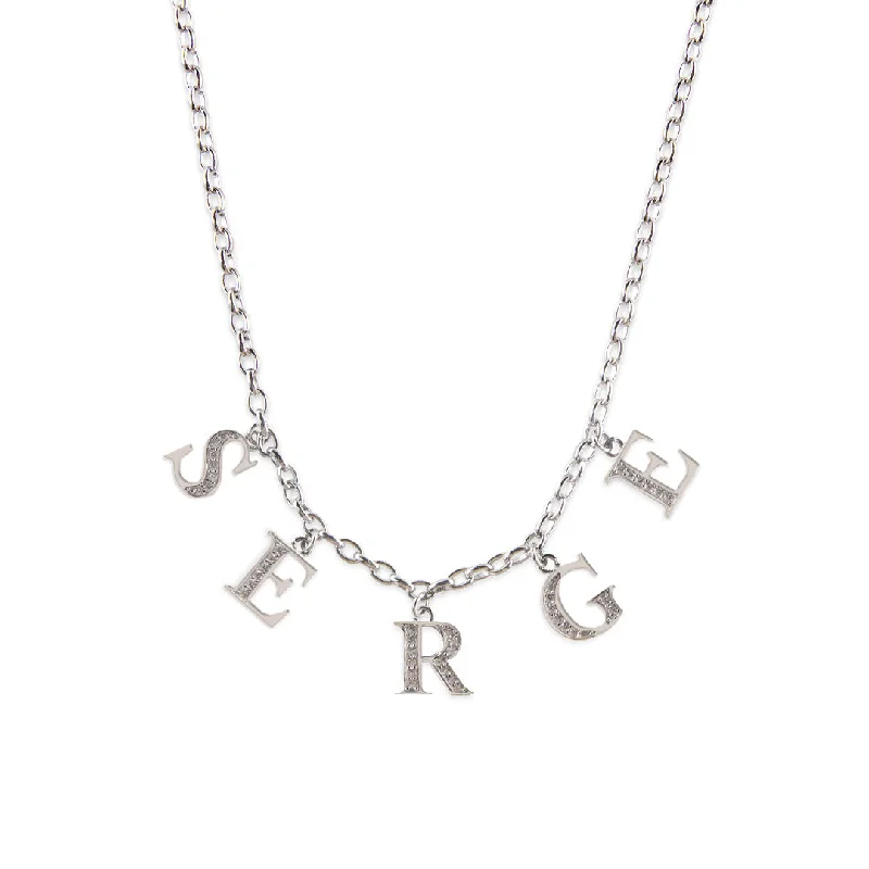 Women’s diamond pendant necklace-Silver Serge Alphabet Gem Necklace