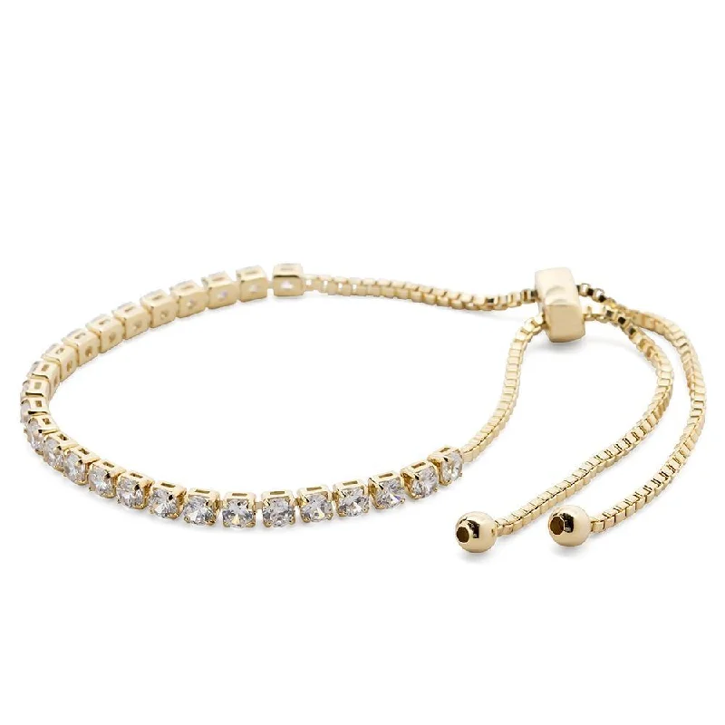 Women’s vintage-inspired bracelet-Gold Plated Square CZ Slide Gradient Tennis Bracelet