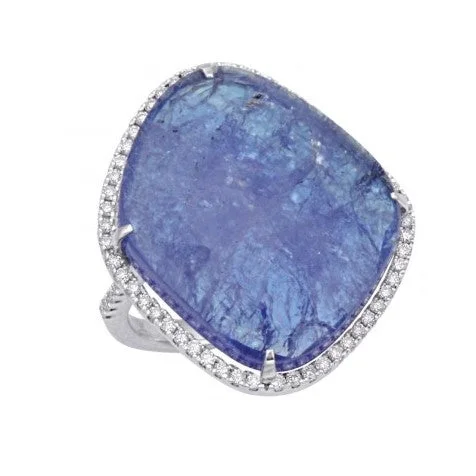 Women’s elegant engagement ring-Tanzanite and Diamond Ring