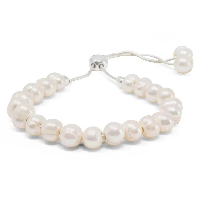 Women’s gold charm bracelet-Freshwater Pearl Adjustable Bracelets