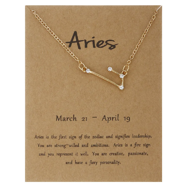 Aries Gold Card Silver Necklace