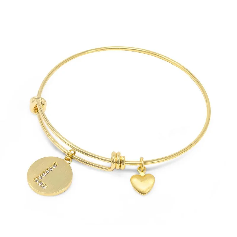 Women’s gold bracelet-Handmade 20kt Gold Plated Crystal Initial Bracelet L